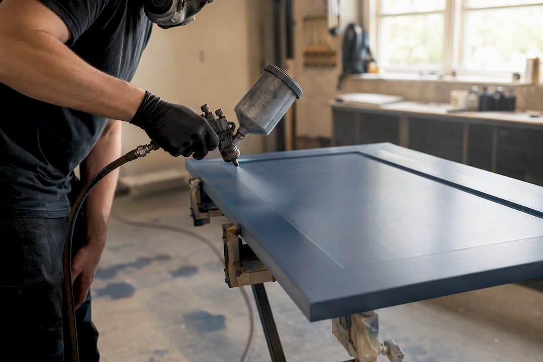 Can you get blue kitchen cabinets professionally sprayed in the UK?